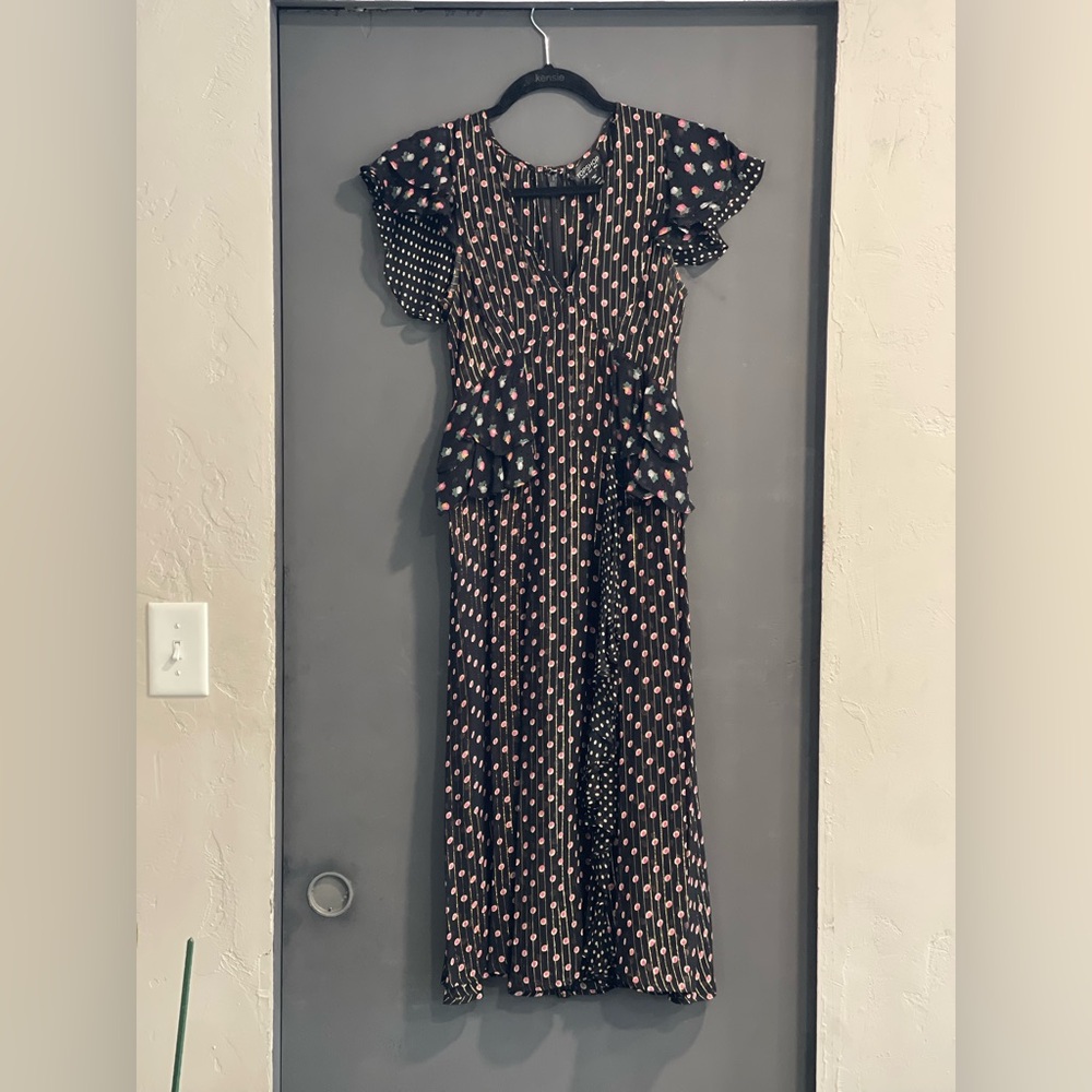 Topshop Black Dress with Pink Polka Dots